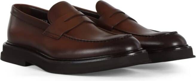 Doucal's Leren Mocassins met Rubberen Zool Brown Heren