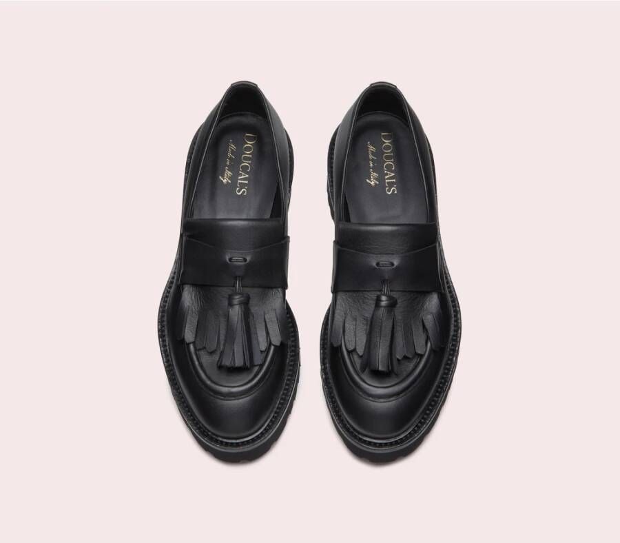 Doucal's Leren Penny loafers voor dames | zwart Black Dames