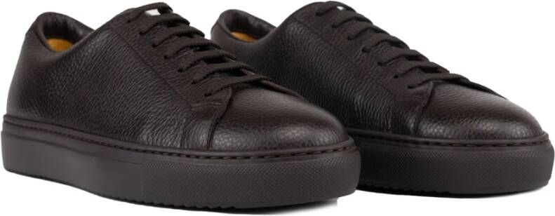 Doucal's Leren sneakers met rubberen zool Black Heren