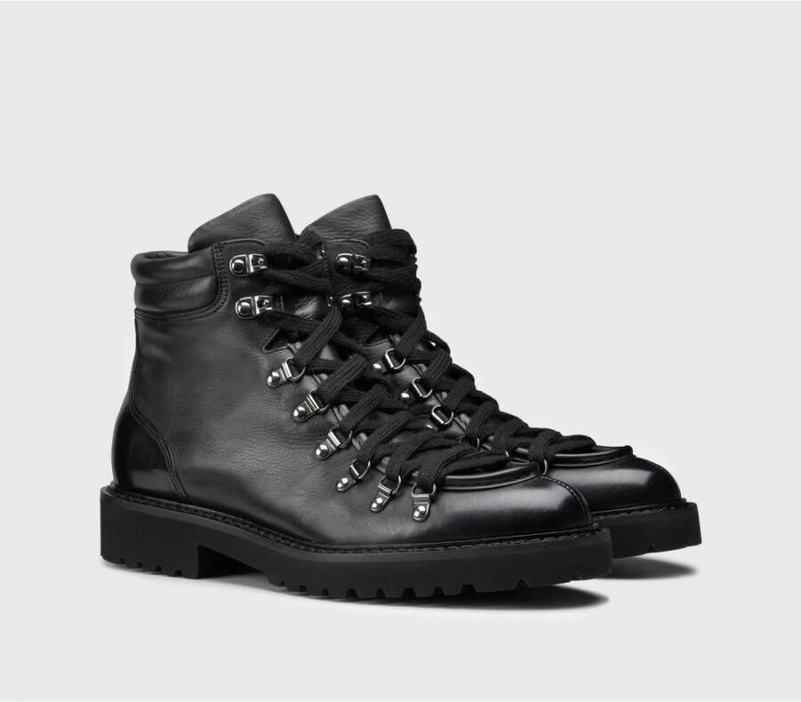 Doucal's Leren veterschoen enkellaars voor heren | zwart Black Heren