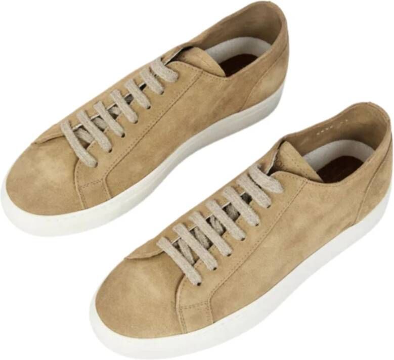 Doucal's Met de hand vervaardigde Suède Vetersneakers Beige Heren