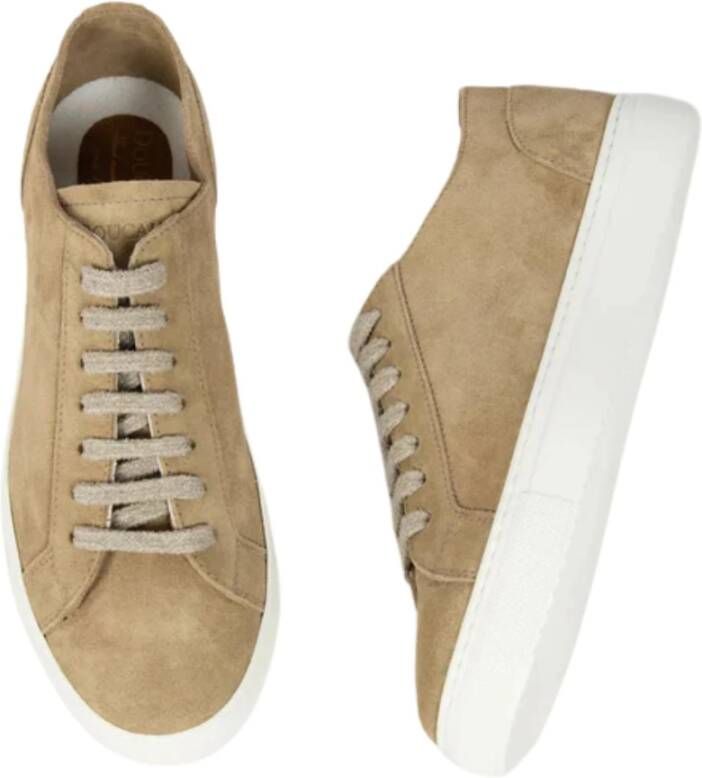 Doucal's Met de hand vervaardigde Suède Vetersneakers Beige Heren