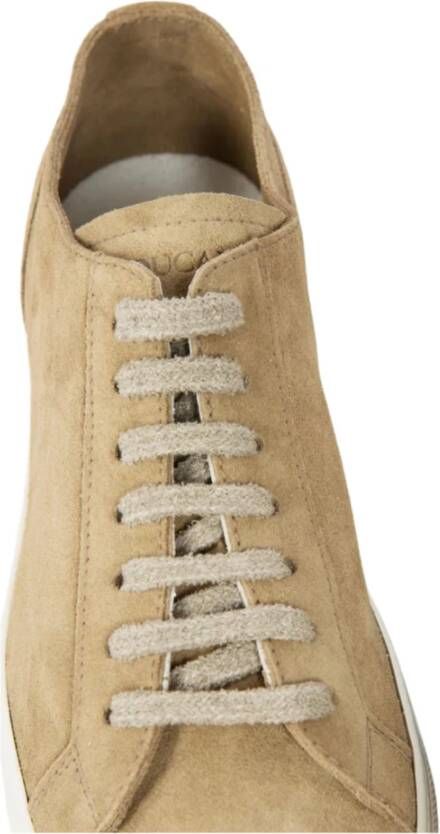 Doucal's Met de hand vervaardigde Suède Vetersneakers Beige Heren