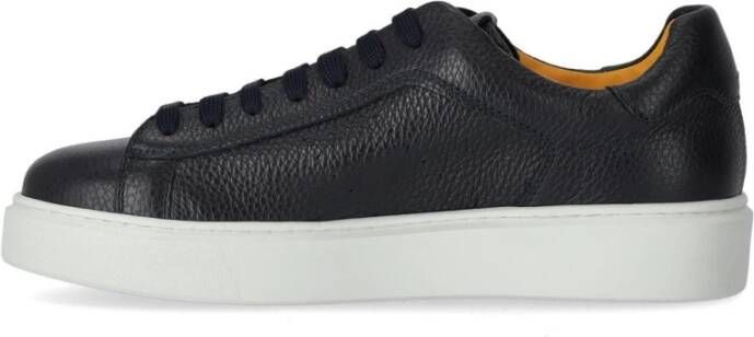 Doucal's Navy Blauw Gehamerd Leren Sneaker Blue Heren