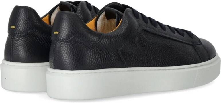 Doucal's Navy Blauw Gehamerd Leren Sneaker Blue Heren