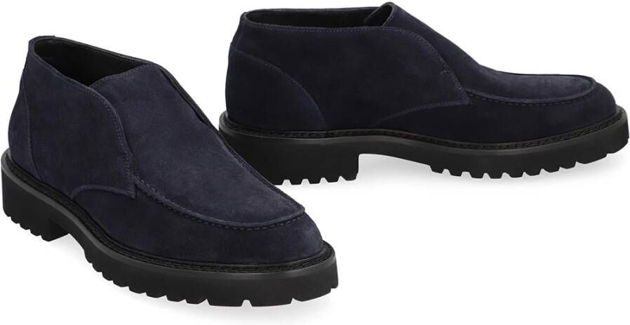 Doucal's Suede Desert Boots Ronde Neus Blue Heren