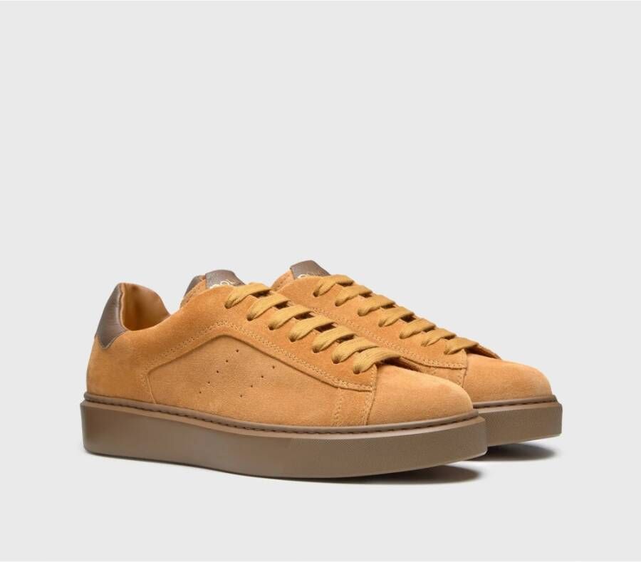 Doucal's Suède en leren sneaker voor heren | mosterd Yellow Heren