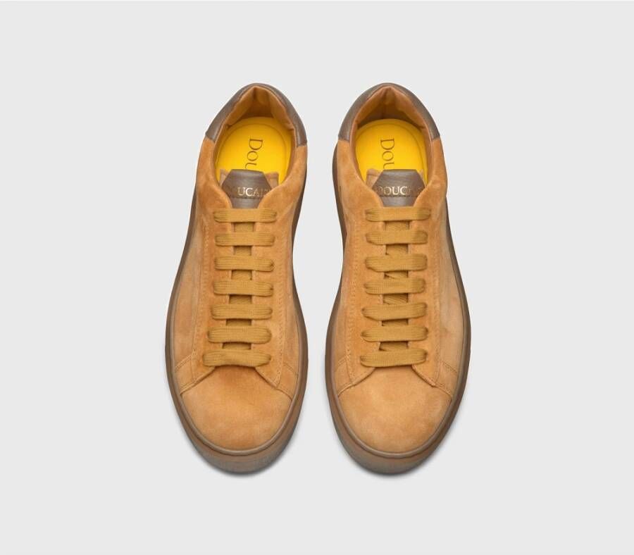 Doucal's Suède en leren sneaker voor heren | mosterd Yellow Heren