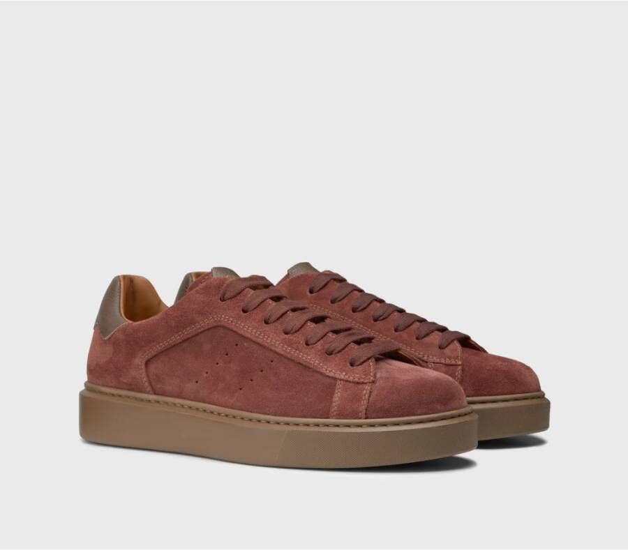 Doucal's Suède en leren sneaker voor heren | terracotta Brown Heren