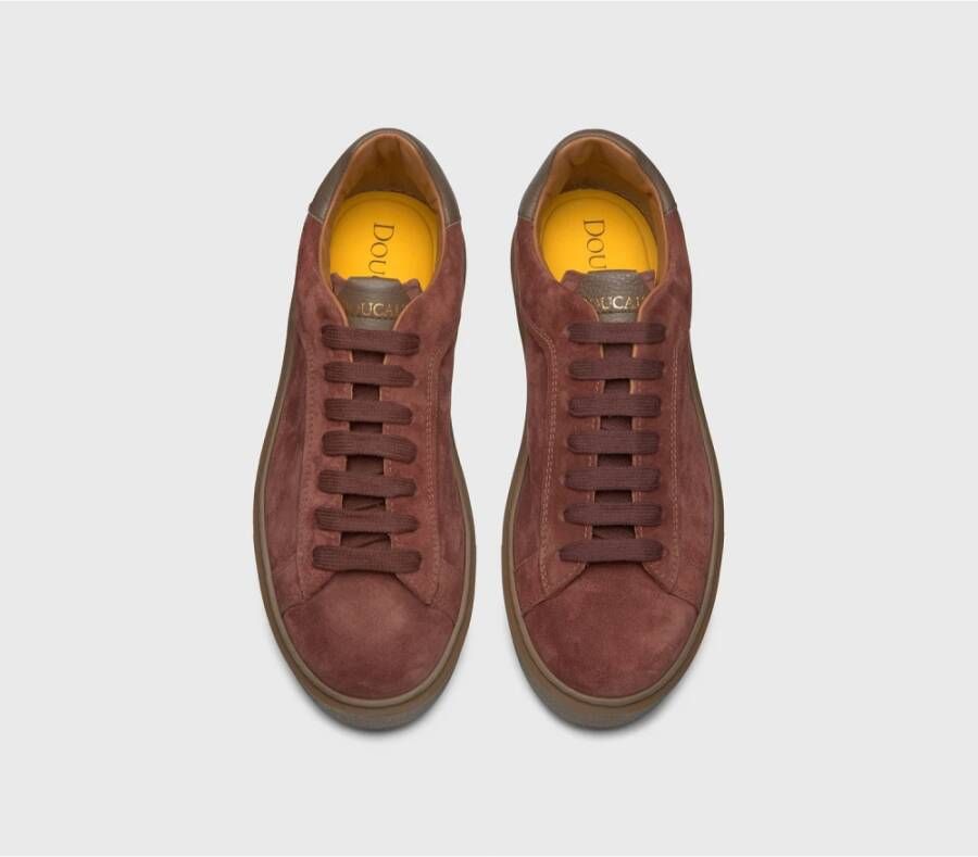 Doucal's Suède en leren sneaker voor heren | terracotta Brown Heren