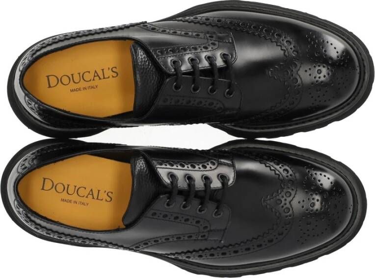 Doucal's Zwarte Brogue Veterschoen Black Heren