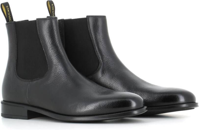 Doucal's Zwarte Chelsea platte schoenen leer Black Heren