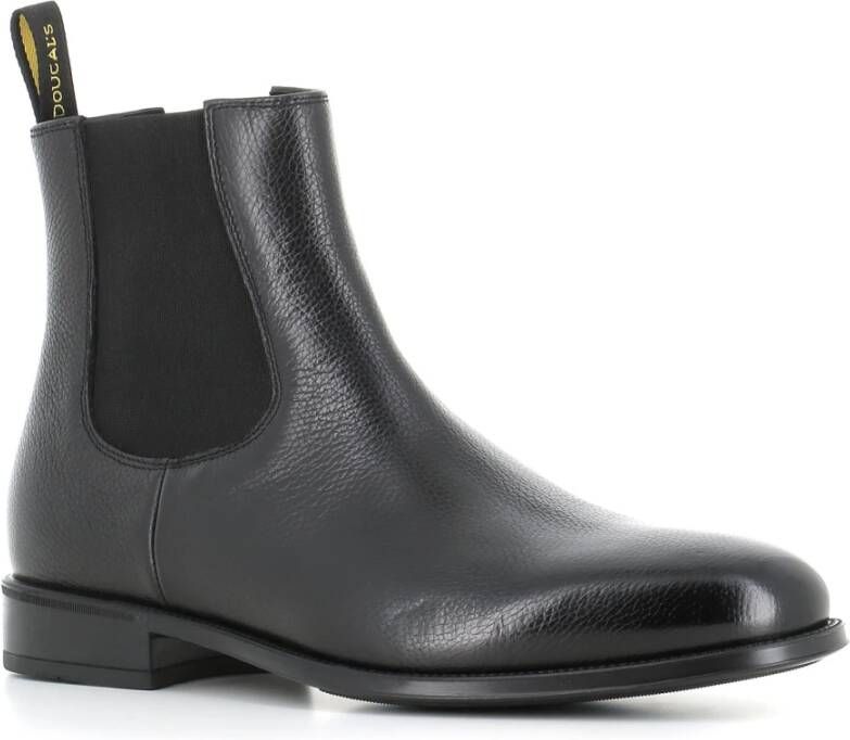 Doucal's Zwarte Chelsea platte schoenen leer Black Heren