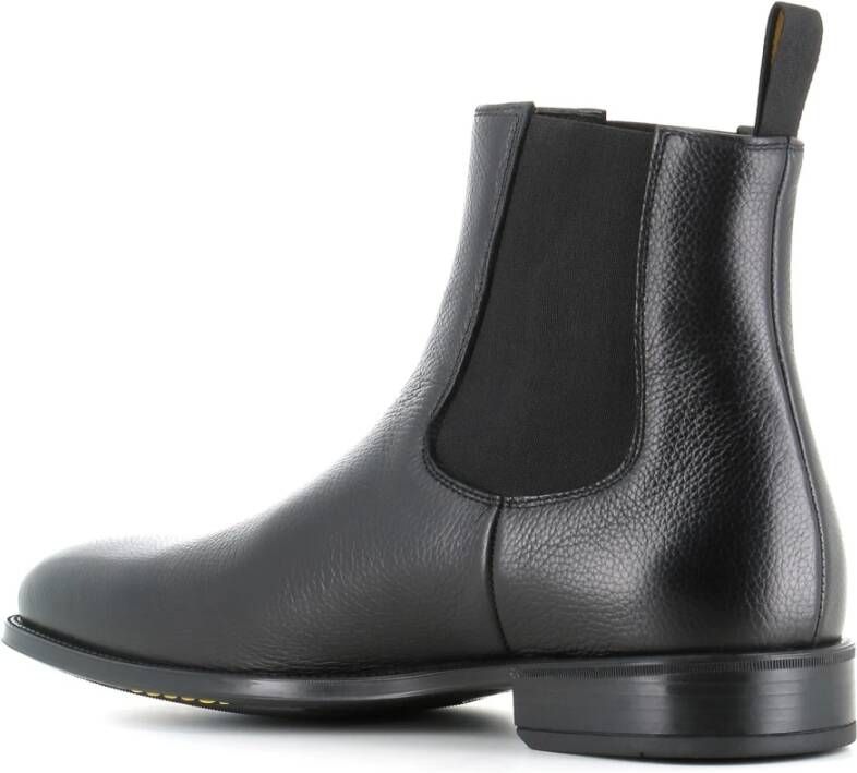 Doucal's Zwarte Chelsea platte schoenen leer Black Heren