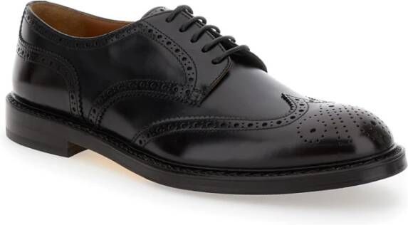 Doucal's Zwarte Derby Veterschoenen met Geperforeerde Versiering Black Heren