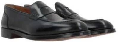 Doucal's Zwarte Geborsteld Leren Penny Loafers Black Heren