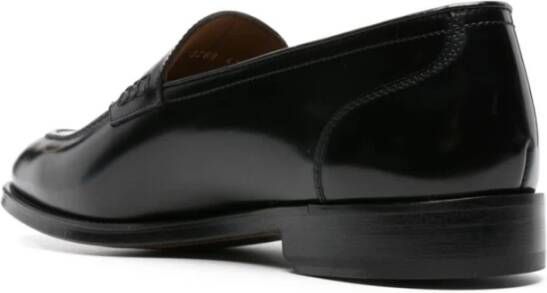 Doucal's Zwarte Geborsteld Leren Penny Loafers Black Heren