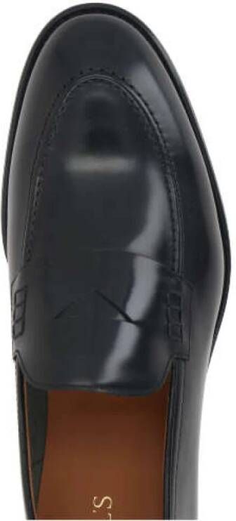 Doucal's Zwarte Geborsteld Leren Penny Loafers Black Heren