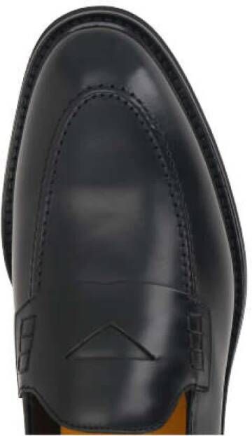 Doucal's Zwarte Geborsteld Leren Penny Loafers Black Heren