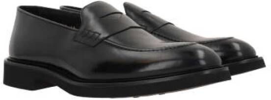 Doucal's Zwarte Geborsteld Leren Penny Loafers Black Heren