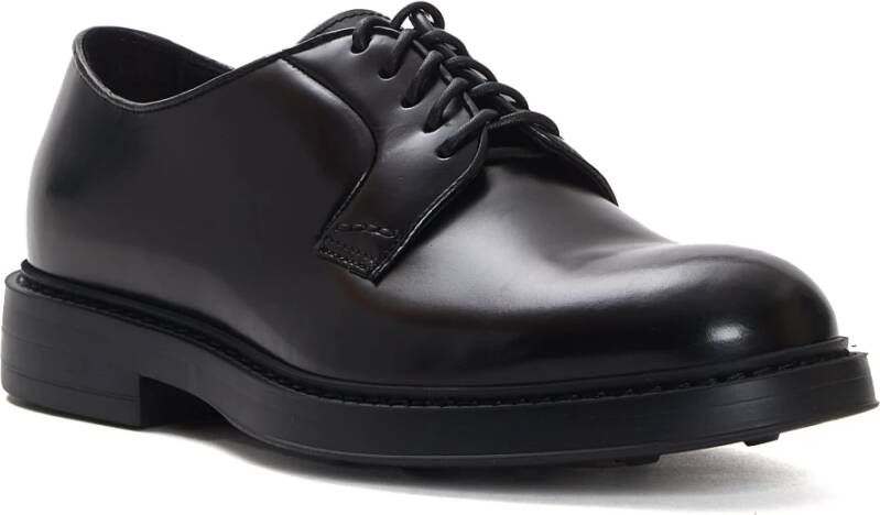 Doucal's Zwarte Geknoopte Derby Schoenen Black Heren