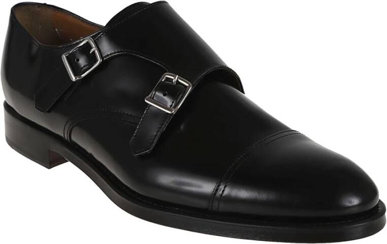 Doucal's Zwarte Leren Cap Toe Schoenen Black Heren