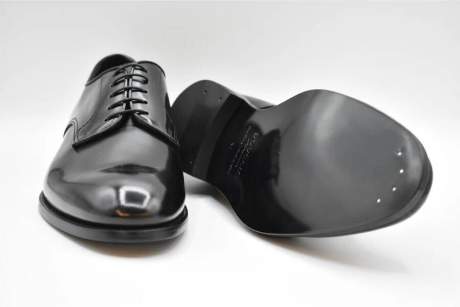 Doucal's Zwarte leren Derby schoenen Black Heren