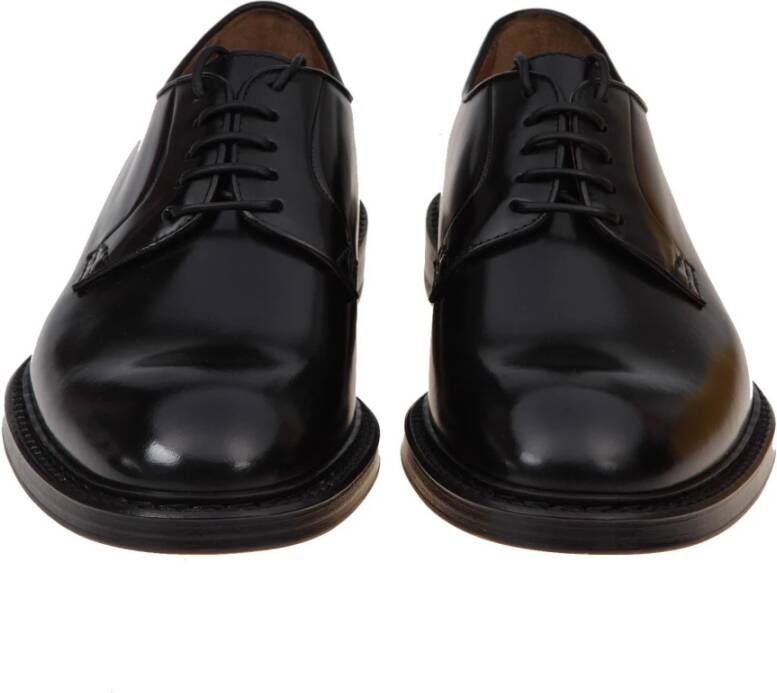 Doucal's Zwarte Leren Derby Schoenen Black Heren