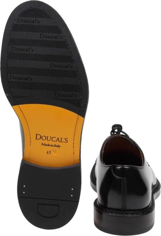 Doucal's Zwarte Leren Derby Schoenen Black Heren