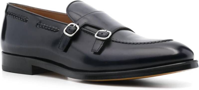 Doucal's Zwarte leren dubbele gesp loafers Black Heren