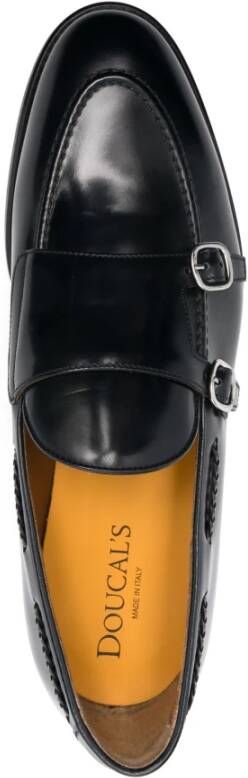 Doucal's Zwarte leren dubbele gesp loafers Black Heren