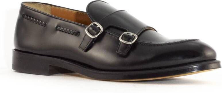 Doucal's Zwarte leren dubbele gesp loafers Black Heren