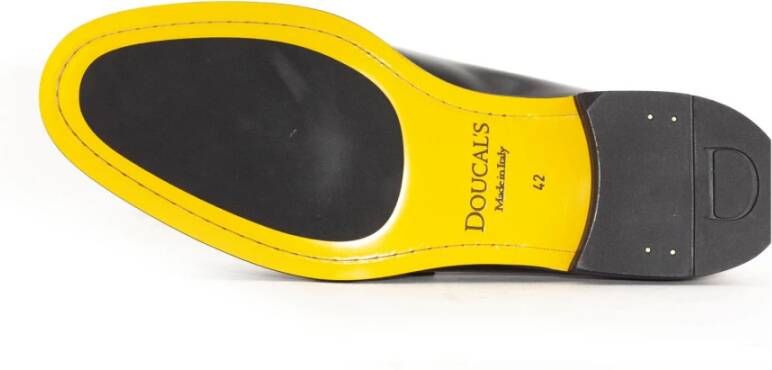 Doucal's Zwarte leren dubbele gesp loafers Black Heren