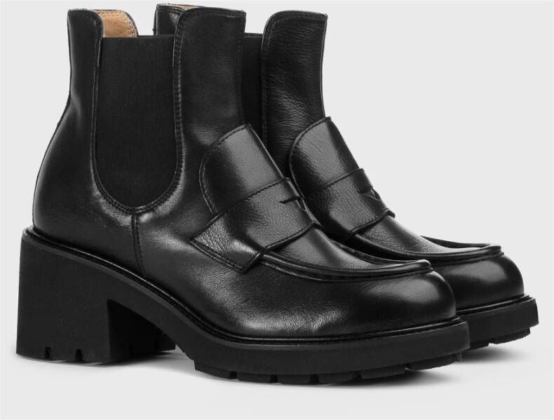 Doucal's Zwarte leren hakken schoen klassieke stijl Black Dames