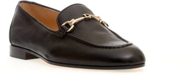 Doucal's Zwarte Leren Loafer met Metalen Gesp Black Dames