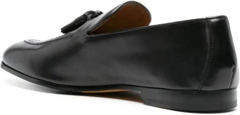 Doucal's Zwarte Leren Loafers met Kwast Detail Black Heren