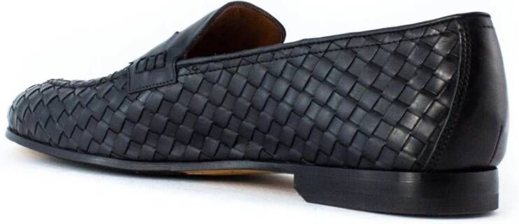 Doucal's Zwarte Leren Penny Loafers Black Heren