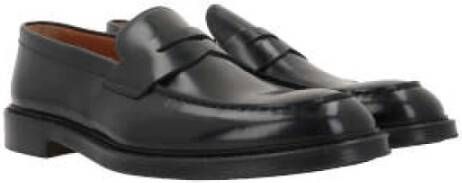 Doucal's Zwarte leren penny loaferschoenen Black Heren