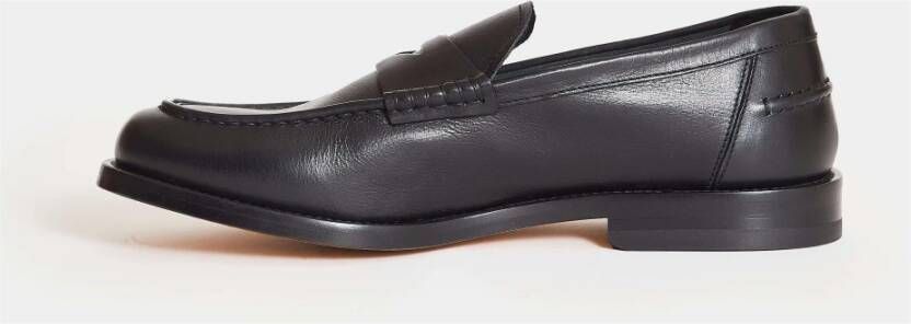 Doucal's Zwarte Leren Penny Moccasins Loafer Black Heren