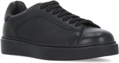 Doucal's Zwarte Leren Sneakers Ronde Neus Black Heren