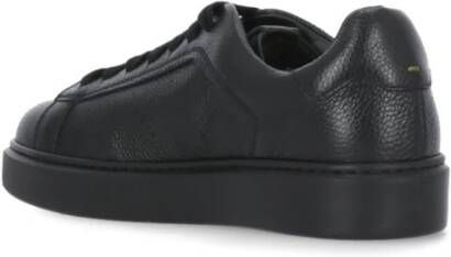 Doucal's Zwarte Leren Sneakers Ronde Neus Black Heren