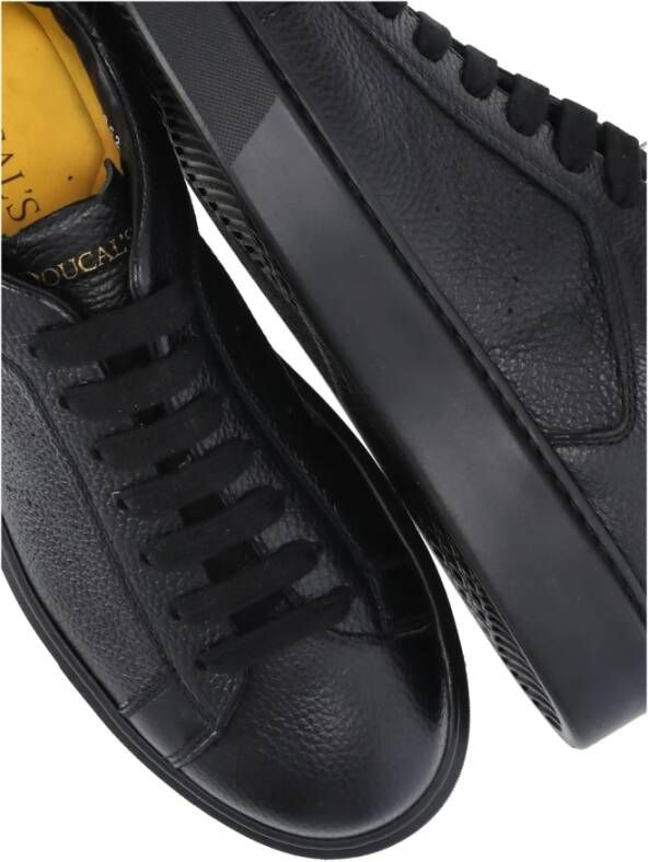 Doucal's Zwarte Leren Sneakers Ronde Neus Black Heren