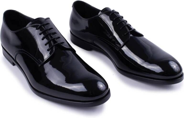 Doucal's Zwarte leren veterschoenen Black Heren