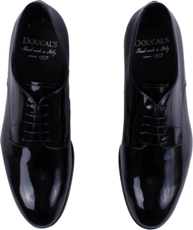 Doucal's Zwarte leren veterschoenen Black Heren