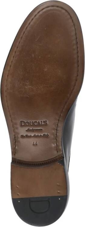 Doucal's Zwarte Leren Veterschoenen Black Heren