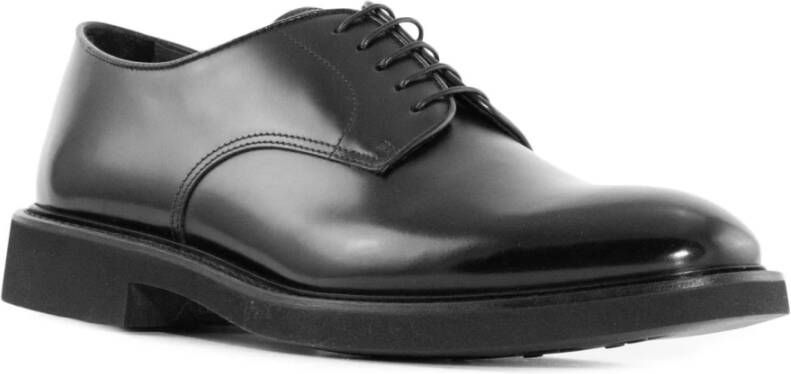 Doucal's Zwarte Leren Veterschoenen Derby Black Heren