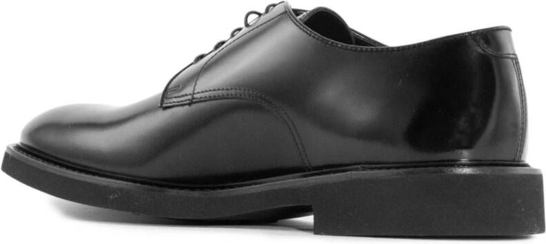 Doucal's Zwarte Leren Veterschoenen Derby Black Heren