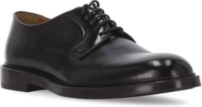 Doucal's Zwarte Leren Veterschoenen Ronde Neus Black Heren