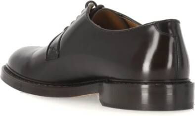 Doucal's Zwarte Leren Veterschoenen Ronde Neus Black Heren