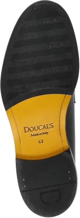 Doucal's Zwarte Leren Veterschoenen Ronde Neus Black Heren